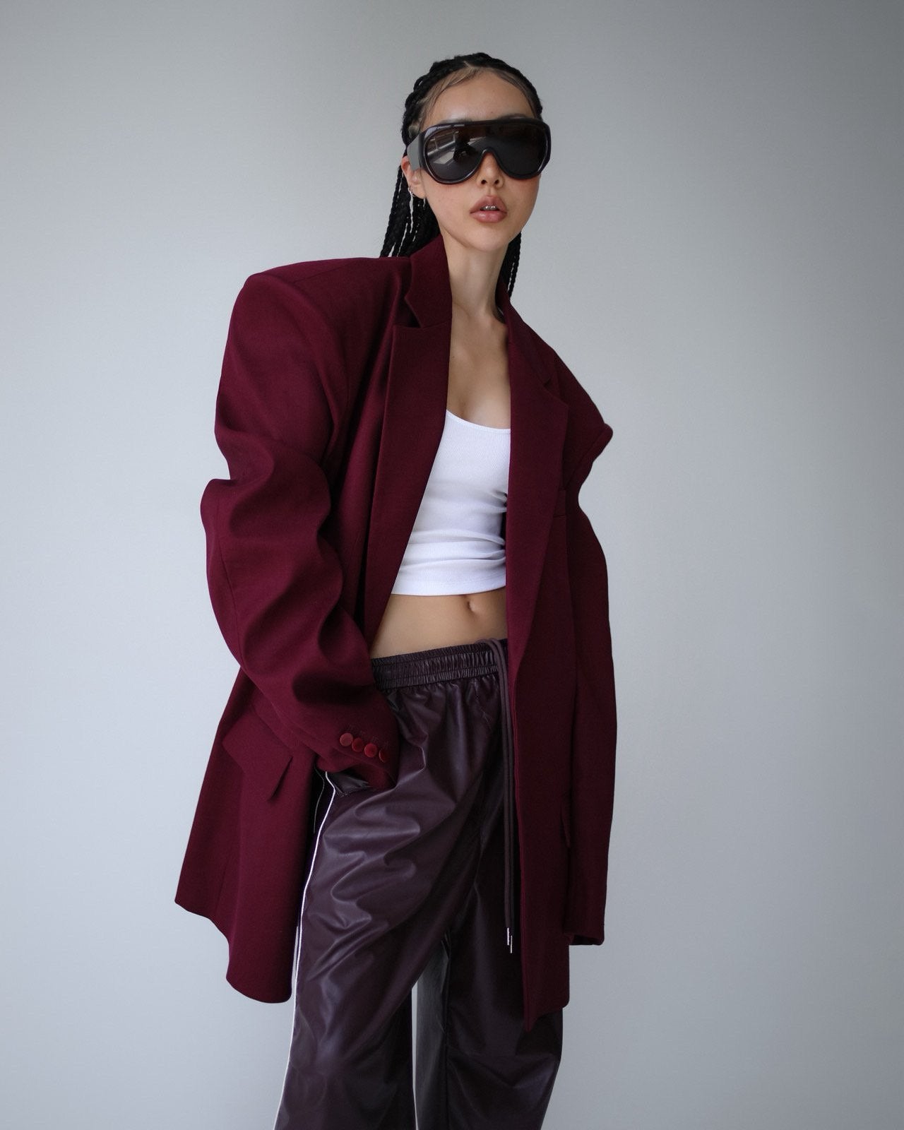 Extra Oversized Burgundy Blazer - CONTOUR New York