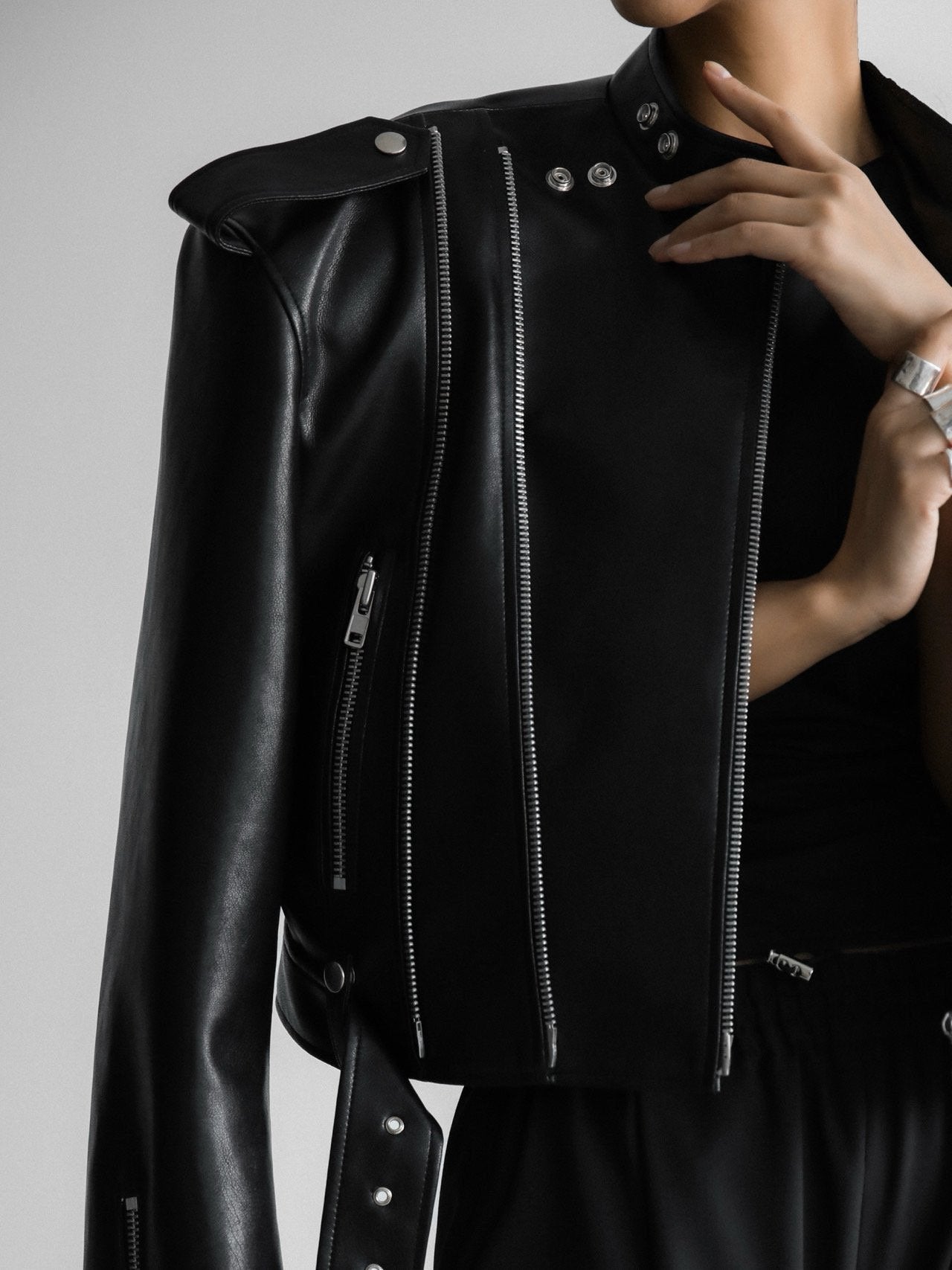 Oversized Leather Moto Jacket