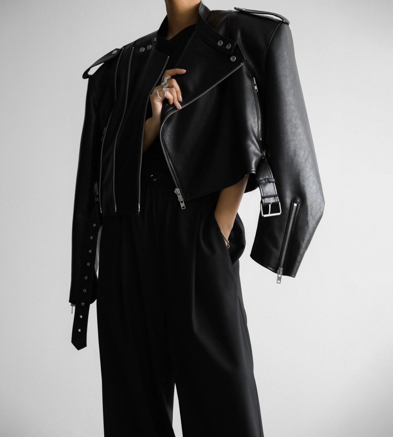 Oversized Leather Moto Jacket