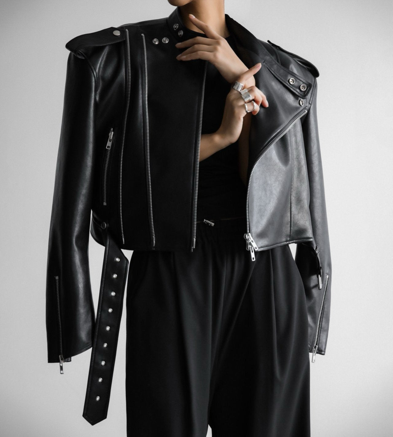 Oversized Leather Moto Jacket