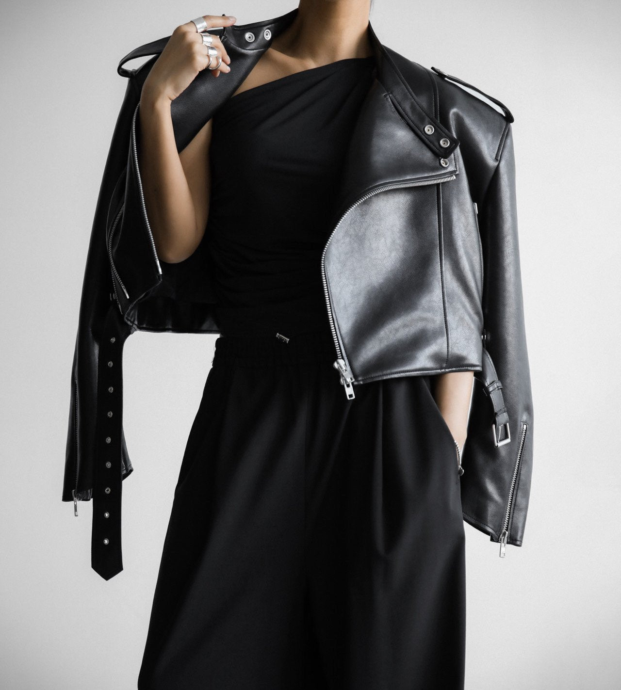 Oversized Leather Moto Jacket