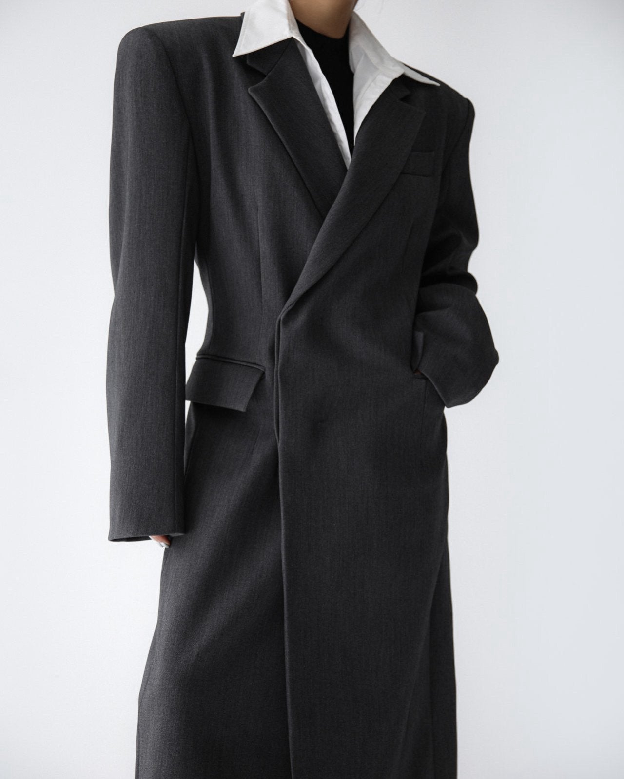 Structured Gray Long Coat - CONTOUR New York