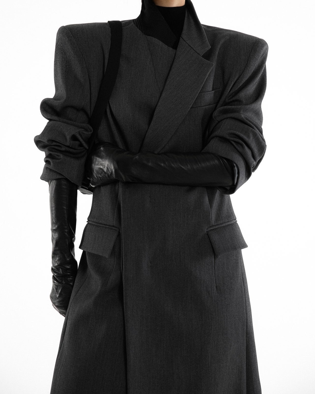 Structured Gray Long Coat - CONTOUR New York