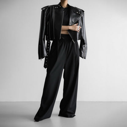 Oversized Leather Moto Jacket