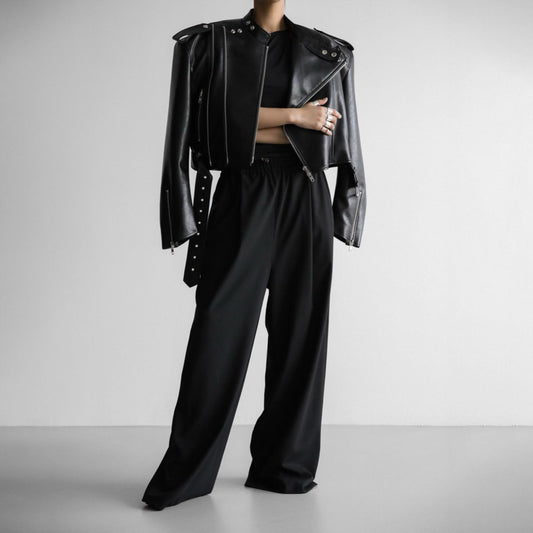 Oversized Leather Moto Jacket