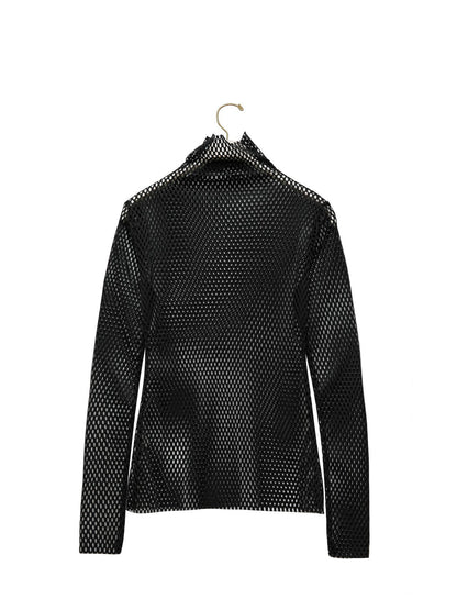 Black Mesh Long Sleeve Top - CONTOUR New York 