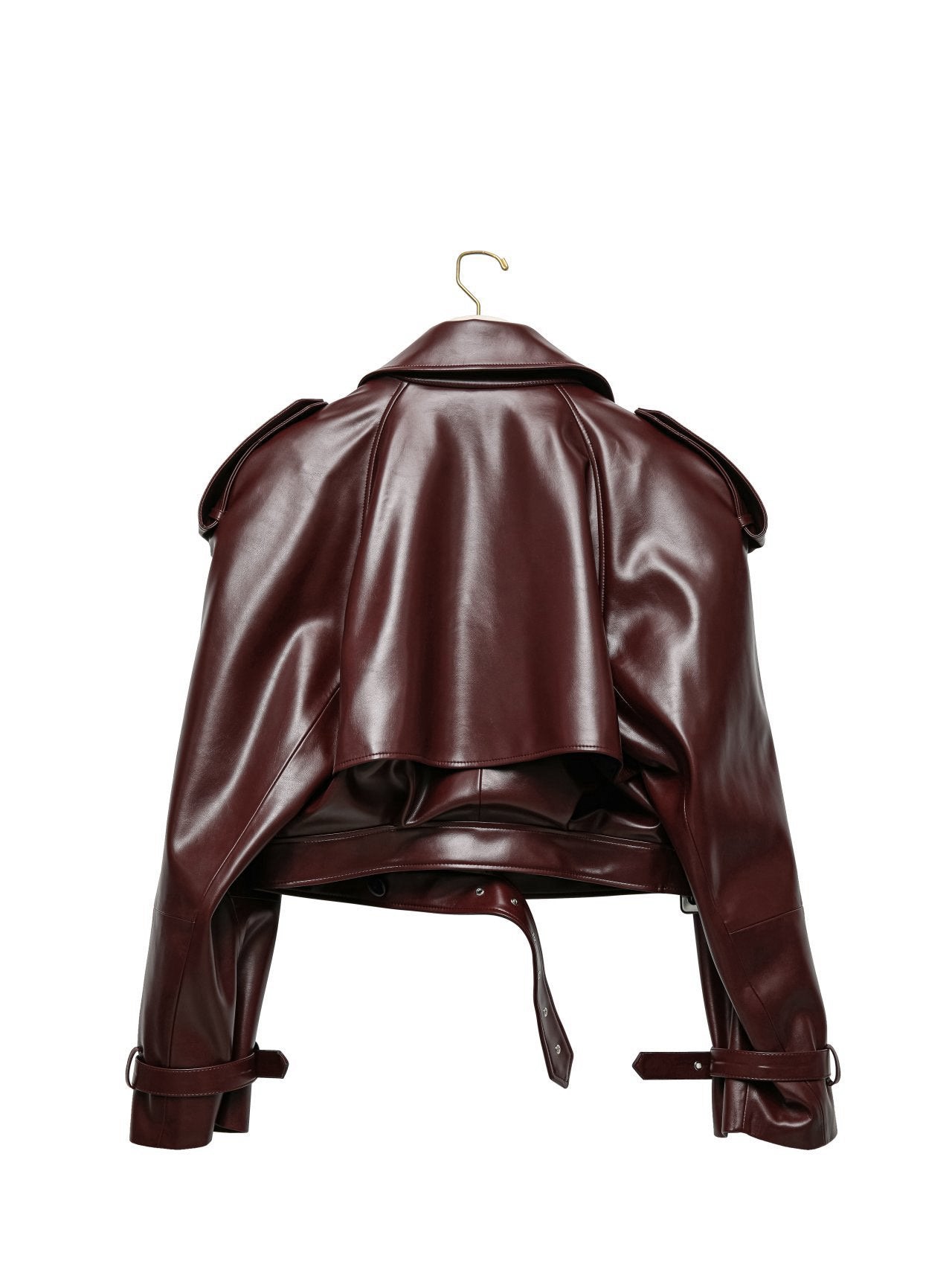 Deep Burgundy Leather Jacket with Structured Silhouette - CONTOUR New York 