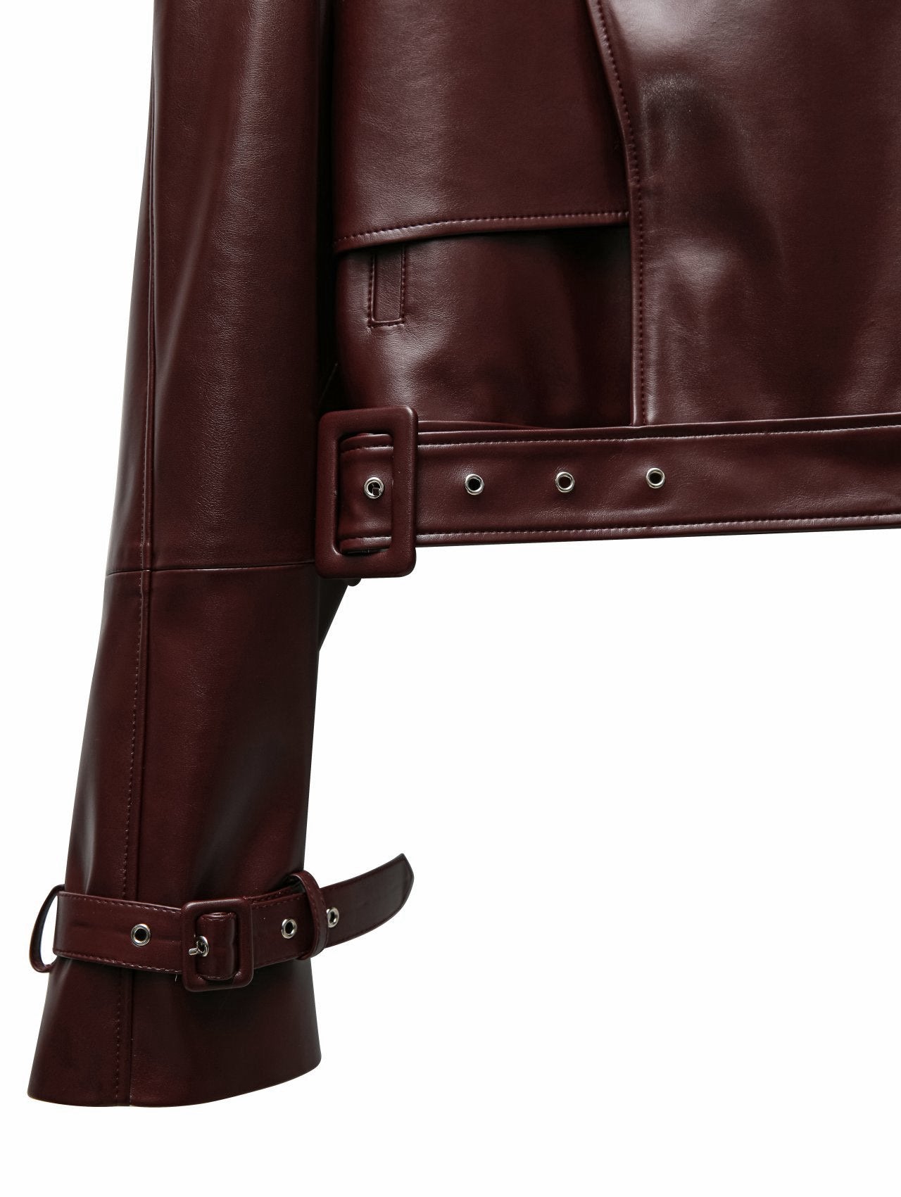 Deep Burgundy Leather Jacket with Structured Silhouette - CONTOUR New York 