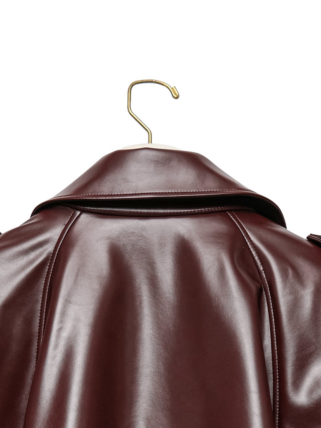 Deep Burgundy Leather Jacket with Structured Silhouette - CONTOUR New York 