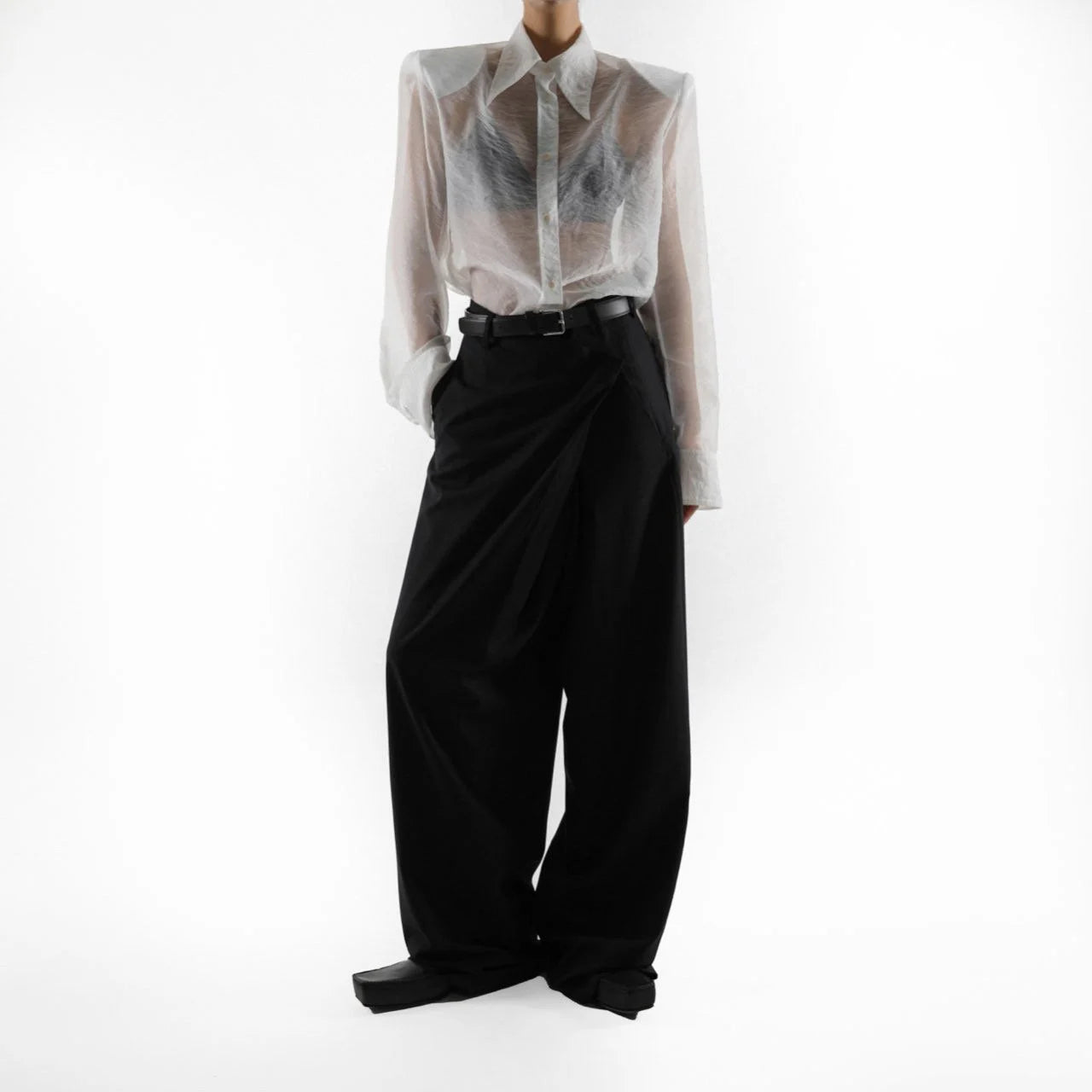 Oversized Wide-Leg Black Trousers - CONTOUR New York 